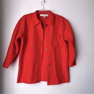 Vintage 00s Y2K Victoria Jones Petites Orange Felt Lightweight Jacket PM